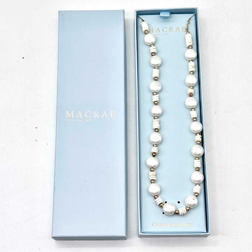 MacRae & Co. Freshwater Pearl Necklace with Gold Beads